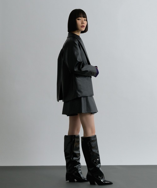 Ellno de Mavie（エルノデメヴィ）の「合皮アソートミニスカパン/SETUP対応（その他パンツ・レディース・ブラック/チャコールグレー・FREE）」の6枚目の写真