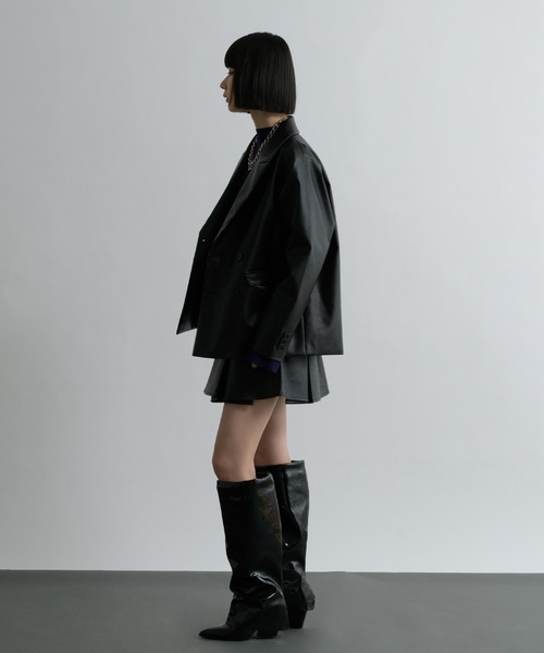 Ellno de Mavie（エルノデメヴィ）の「合皮アソートミニスカパン/SETUP対応（その他パンツ・レディース・ブラック/チャコールグレー・FREE）」の7枚目の写真