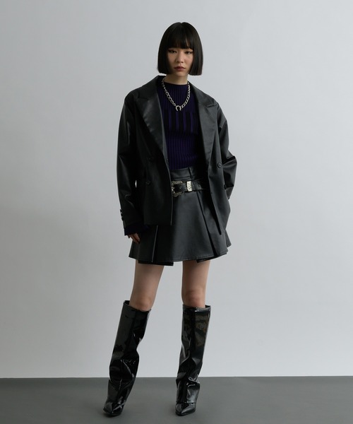 Ellno de Mavie（エルノデメヴィ）の「合皮アソートミニスカパン/SETUP対応（その他パンツ・レディース・ブラック/チャコールグレー・FREE）」の8枚目の写真