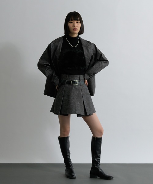 Ellno de Mavie（エルノデメヴィ）の「合皮アソートミニスカパン/SETUP対応（その他パンツ・レディース・ブラック/チャコールグレー・FREE）」の19枚目の写真