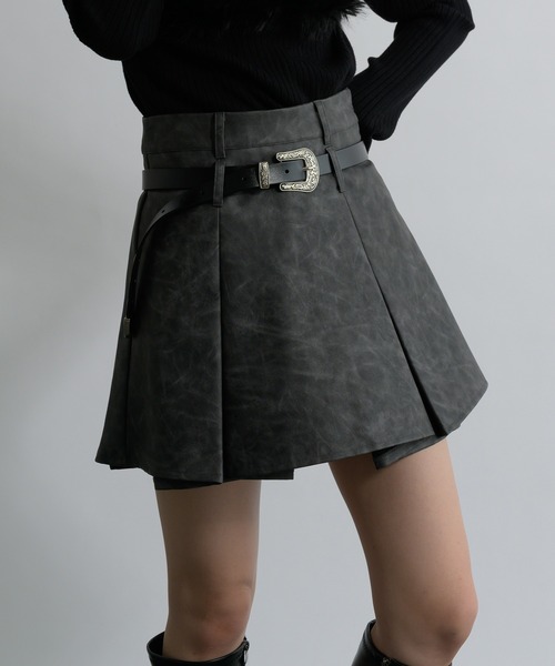 Ellno de Mavie（エルノデメヴィ）の「合皮アソートミニスカパン/SETUP対応（その他パンツ・レディース・ブラック/チャコールグレー・FREE）」の9枚目の写真