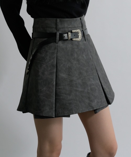 Ellno de Mavie（エルノデメヴィ）の「合皮アソートミニスカパン/SETUP対応（その他パンツ・レディース・ブラック/チャコールグレー・FREE）」の10枚目の写真