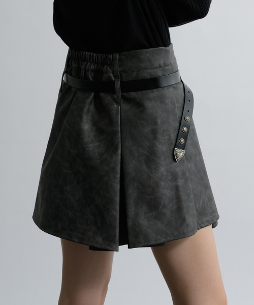 Ellno de Mavie（エルノデメヴィ）の「合皮アソートミニスカパン/SETUP対応（その他パンツ・レディース・ブラック/チャコールグレー・FREE）」の12枚目の写真