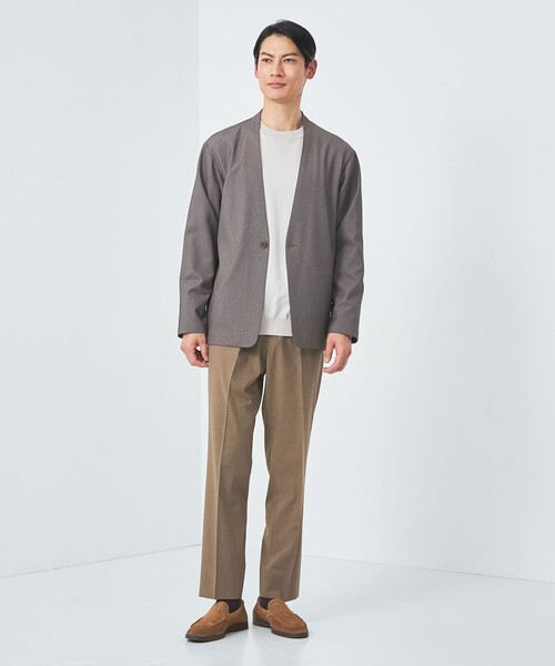 green label relaxing（グリーンレーベルリラクシング）の「A+ PEシャークスキン 1B ノーカラー ジャケット -ウォッシャブル・ストレッチ・防シワ-（ノーカラージャケット・メンズ・ブラウン/ネイビー・S/M/L/XL）」の19枚目の写真