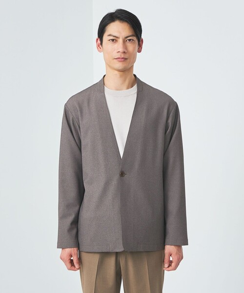 green label relaxing（グリーンレーベルリラクシング）の「A+ PEシャークスキン 1B ノーカラー ジャケット -ウォッシャブル・ストレッチ・防シワ-（ノーカラージャケット・メンズ・ブラウン/ネイビー・S/M/L/XL）」の22枚目の写真