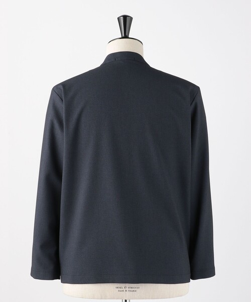 green label relaxing（グリーンレーベルリラクシング）の「A+ PEシャークスキン 1B ノーカラー ジャケット -ウォッシャブル・ストレッチ・防シワ-（ノーカラージャケット・メンズ・ブラウン/ネイビー・S/M/L/XL）」の3枚目の写真