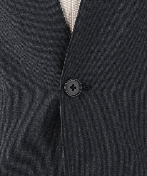 green label relaxing（グリーンレーベルリラクシング）の「A+ PEシャークスキン 1B ノーカラー ジャケット -ウォッシャブル・ストレッチ・防シワ-（ノーカラージャケット・メンズ・ブラウン/ネイビー・S/M/L/XL）」の8枚目の写真