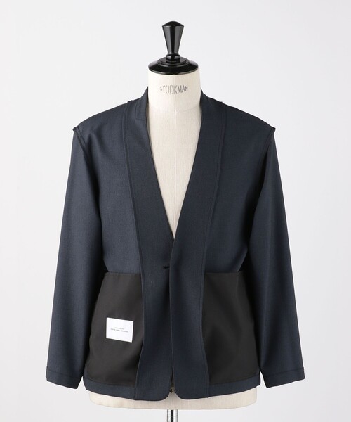 green label relaxing（グリーンレーベルリラクシング）の「A+ PEシャークスキン 1B ノーカラー ジャケット -ウォッシャブル・ストレッチ・防シワ-（ノーカラージャケット・メンズ・ブラウン/ネイビー・S/M/L/XL）」の10枚目の写真