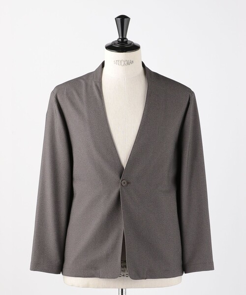 green label relaxing（グリーンレーベルリラクシング）の「A+ PEシャークスキン 1B ノーカラー ジャケット -ウォッシャブル・ストレッチ・防シワ-（ノーカラージャケット・メンズ・ブラウン/ネイビー・S/M/L/XL）」の12枚目の写真