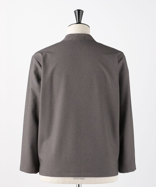 【新品】ato ウールシャークスキンカラーレス ジャケット ウールシルクシャークスキン 1釦ノーカラージャケット(71113805-2024