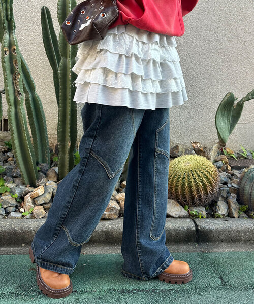 CIAOPANIC（チャオパニック）の「スウェットレースティアードミニスカート（スカート・レディース・アイボリー/グレー・ONE SIZE）」の6枚目の写真