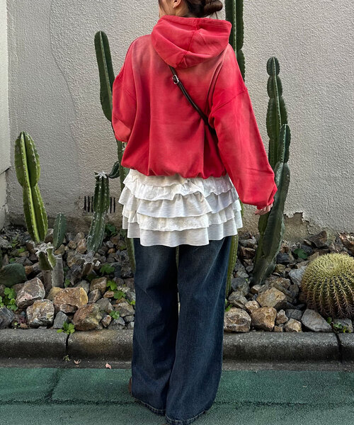 CIAOPANIC（チャオパニック）の「スウェットレースティアードミニスカート（スカート・レディース・アイボリー/グレー・ONE SIZE）」の12枚目の写真