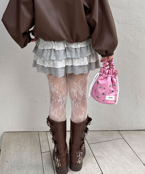 CIAOPANIC（チャオパニック）の「スウェットレースティアードミニスカート（スカート・レディース・アイボリー/グレー・ONE SIZE）」の18枚目の写真