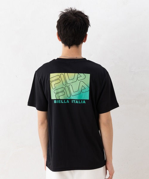 FILA(フィラ)の「FILA フィラ ブランド ロゴ 刺繍 ワンポイント グラデーション プリント 吸汗速乾 クルーネック 半袖 Tシャツ(Tシャツ/カットソー・メンズ・ネイビー/ブラック/ホワイト・LL/M/L)」の6枚目の写真