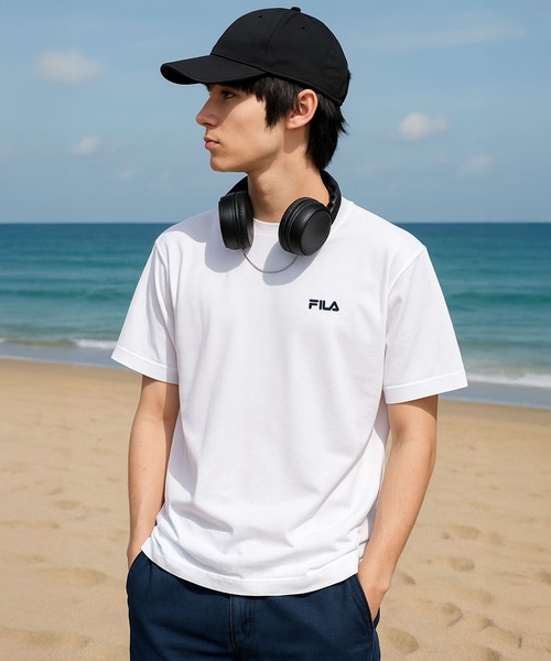 FILA(フィラ)の「FILA フィラ ブランド ロゴ 刺繍 ワンポイント グラデーション プリント 吸汗速乾 クルーネック 半袖 Tシャツ(Tシャツ/カットソー・メンズ・ネイビー/ブラック/ホワイト・LL/M/L)」の13枚目の写真