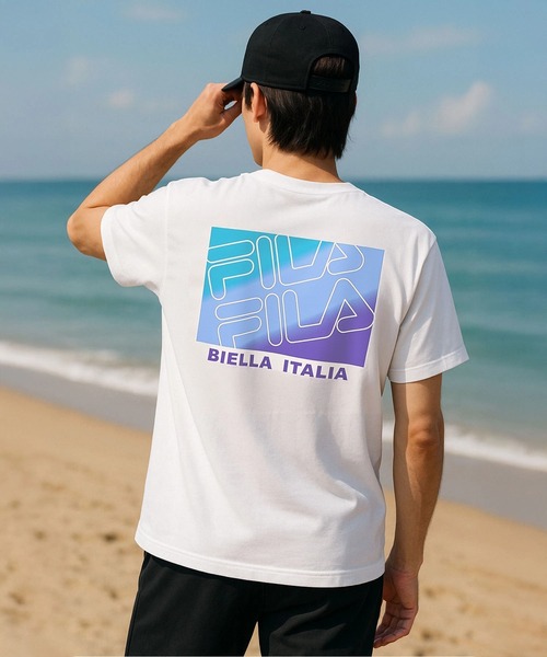 FILA(フィラ)の「FILA フィラ ブランド ロゴ 刺繍 ワンポイント グラデーション プリント 吸汗速乾 クルーネック 半袖 Tシャツ(Tシャツ/カットソー・メンズ・ネイビー/ブラック/ホワイト・LL/M/L)」の14枚目の写真