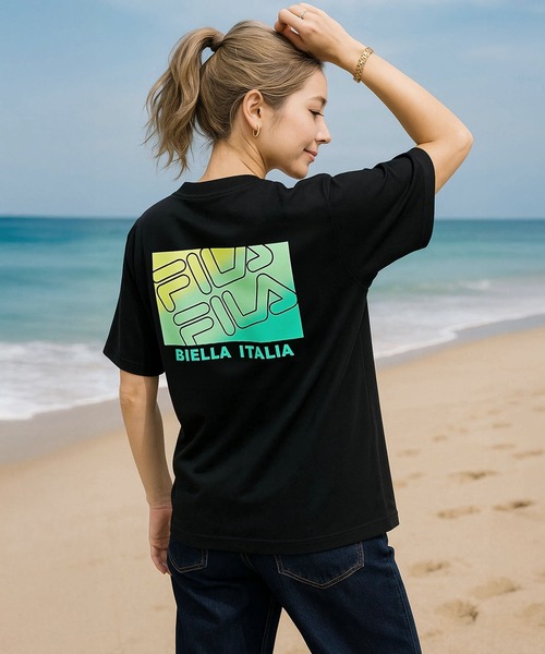 FILA(フィラ)の「FILA フィラ ブランド ロゴ 刺繍 ワンポイント グラデーション プリント 吸汗速乾 クルーネック 半袖 Tシャツ(Tシャツ/カットソー・メンズ・ネイビー/ブラック/ホワイト・LL/M/L)」の16枚目の写真