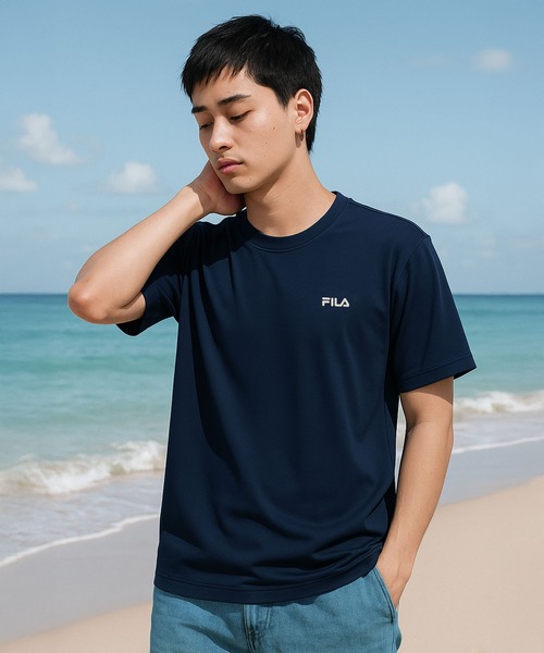 FILA(フィラ)の「FILA フィラ ブランド ロゴ 刺繍 ワンポイント グラデーション プリント 吸汗速乾 クルーネック 半袖 Tシャツ(Tシャツ/カットソー・メンズ・ネイビー/ブラック/ホワイト・LL/M/L)」の17枚目の写真