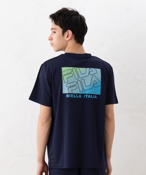 FILA(フィラ)の「FILA フィラ ブランド ロゴ 刺繍 ワンポイント グラデーション プリント 吸汗速乾 クルーネック 半袖 Tシャツ(Tシャツ/カットソー・メンズ・ネイビー/ブラック/ホワイト・LL/M/L)」の21枚目の写真