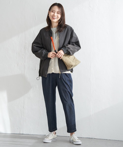 ikka(イッカ)の「ミドル丈リブブルゾン(ブルゾン・レディース・チャコールグレー/オフホワイト・M/L/S)」の7枚目の写真