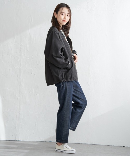 ikka(イッカ)の「ミドル丈リブブルゾン(ブルゾン・レディース・チャコールグレー/オフホワイト・M/L/S)」の8枚目の写真