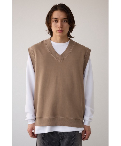 AZUL by moussy(アズールバイマウジー)の「ABEL&CO USA ヴィンテージダメージベスト(ベスト・メンズ・ライトベージュ/ライトブラック/ライトブルー・FREE)」の5枚目の写真