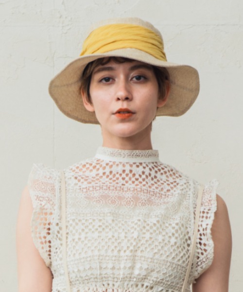 ORIENT(オリエント)の「MITI【ミティ】折りたためて洗えるツイストクロスハット(ハット・レディース・イエロー/ピンク/ブラック・FREE)」の5枚目の写真