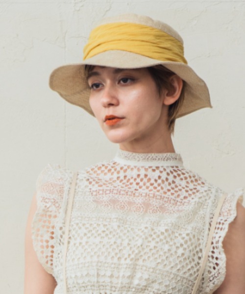 ORIENT(オリエント)の「MITI【ミティ】折りたためて洗えるツイストクロスハット(ハット・レディース・イエロー/ピンク/ブラック・FREE)」の4枚目の写真