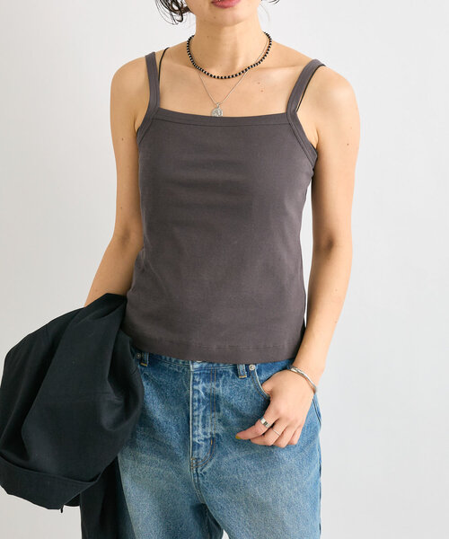 RIVE DROITE（リヴドロワ）の「【MYSELFbyRD（マイセルフバイリヴドロワ）】クラシックキャミ（キャミソール・レディース・チャコールグレー/ブラック/ホワイト・FREE）」の7枚目の写真