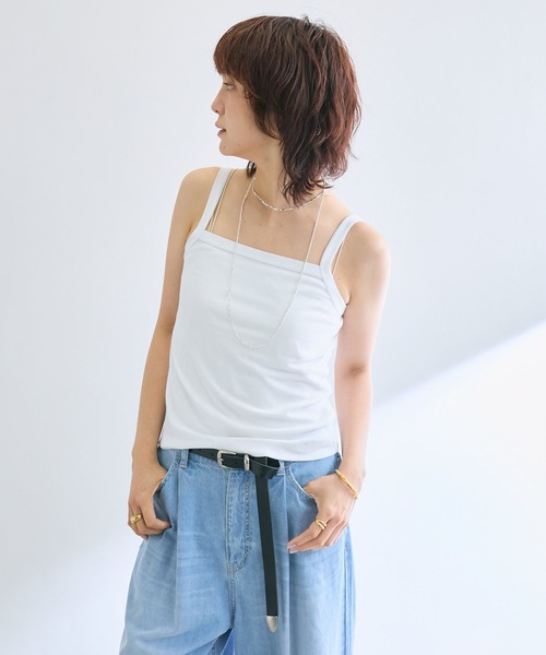 RIVE DROITE（リヴドロワ）の「【MYSELFbyRD（マイセルフバイリヴドロワ）】クラシックキャミ（キャミソール・レディース・チャコールグレー/ブラック/ホワイト・FREE）」の11枚目の写真