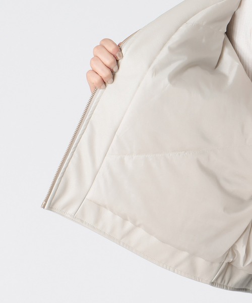 90's「Vintage」 SILK White ギャザー ブルゾン 幅広 短丈 セール】薄中綿ギャザーヨークジャケット（ブルゾン）｜Three