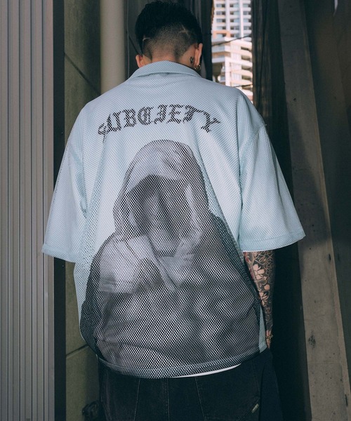 Subciety（サブサエティ）の「Hexagonal mesh shirt（シャツ/ブラウス・メンズ・ブラック/ブルー/ホワイト・MEDIUM/SMALL/X-LARGE/LARGE）」の3枚目の写真
