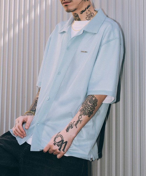Subciety（サブサエティ）の「Hexagonal mesh shirt（シャツ/ブラウス・メンズ・ブラック/ブルー/ホワイト・MEDIUM/SMALL/X-LARGE/LARGE）」の9枚目の写真