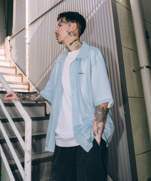 Subciety（サブサエティ）の「Hexagonal mesh shirt（シャツ/ブラウス・メンズ・ブラック/ブルー/ホワイト・MEDIUM/SMALL/X-LARGE/LARGE）」の10枚目の写真