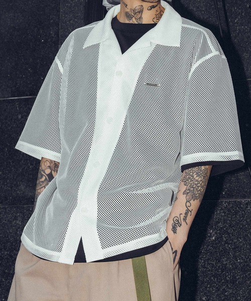 Subciety（サブサエティ）の「Hexagonal mesh shirt（シャツ/ブラウス・メンズ・ブラック/ブルー/ホワイト・MEDIUM/SMALL/X-LARGE/LARGE）」の11枚目の写真