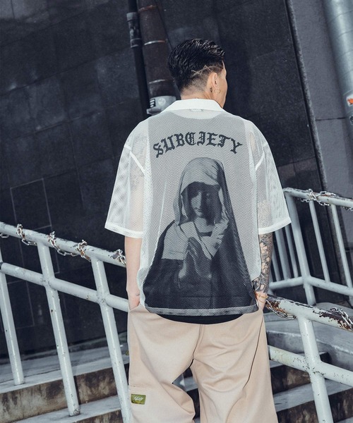 Subciety（サブサエティ）の「Hexagonal mesh shirt（シャツ/ブラウス・メンズ・ブラック/ブルー/ホワイト・MEDIUM/SMALL/X-LARGE/LARGE）」の12枚目の写真