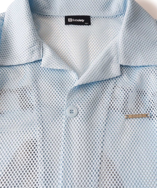 Subciety（サブサエティ）の「Hexagonal mesh shirt（シャツ/ブラウス・メンズ・ブラック/ブルー/ホワイト・MEDIUM/SMALL/X-LARGE/LARGE）」の7枚目の写真