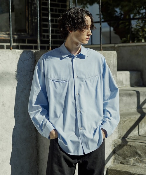 Bleme（ブレム）の「リラクシー スラッシュポケット レギュラーカラーシャツ（シャツ/ブラウス・メンズ・ホワイト/ブルー/ストライプ・M/S/XL/L）」の16枚目の写真