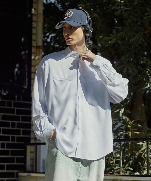 Bleme（ブレム）の「リラクシー スラッシュポケット レギュラーカラーシャツ（シャツ/ブラウス・メンズ・ホワイト/ブルー/ストライプ・M/S/XL/L）」の4枚目の写真