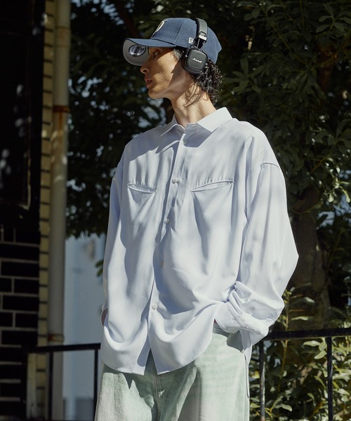 Bleme（ブレム）の「リラクシー スラッシュポケット レギュラーカラーシャツ（シャツ/ブラウス・メンズ・ホワイト/ブルー/ストライプ・M/S/XL/L）」の5枚目の写真