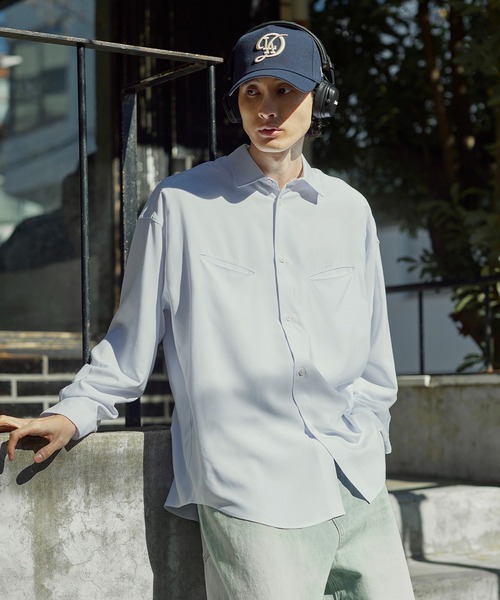 Bleme（ブレム）の「リラクシー スラッシュポケット レギュラーカラーシャツ（シャツ/ブラウス・メンズ・ホワイト/ブルー/ストライプ・M/S/XL/L）」の6枚目の写真