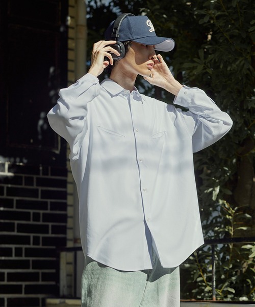 Bleme（ブレム）の「リラクシー スラッシュポケット レギュラーカラーシャツ（シャツ/ブラウス・メンズ・ホワイト/ブルー/ストライプ・M/S/XL/L）」の7枚目の写真