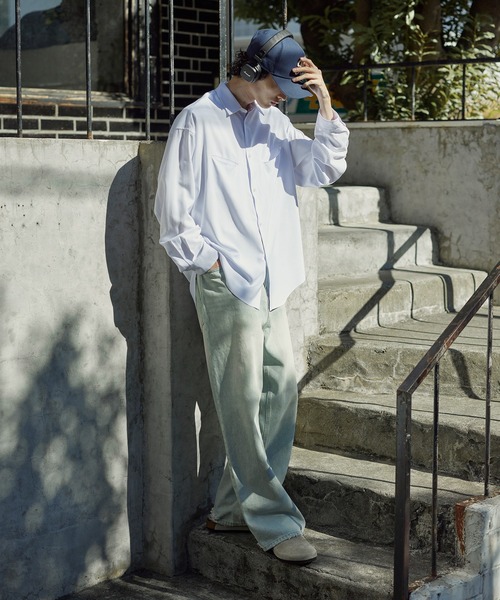 Bleme（ブレム）の「リラクシー スラッシュポケット レギュラーカラーシャツ（シャツ/ブラウス・メンズ・ホワイト/ブルー/ストライプ・M/S/XL/L）」の11枚目の写真