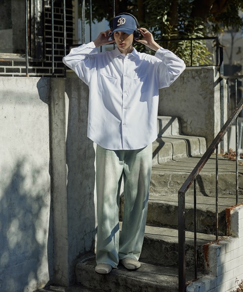 Bleme（ブレム）の「リラクシー スラッシュポケット レギュラーカラーシャツ（シャツ/ブラウス・メンズ・ホワイト/ブルー/ストライプ・M/S/XL/L）」の12枚目の写真