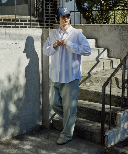 Bleme（ブレム）の「リラクシー スラッシュポケット レギュラーカラーシャツ（シャツ/ブラウス・メンズ・ホワイト/ブルー/ストライプ・M/S/XL/L）」の14枚目の写真