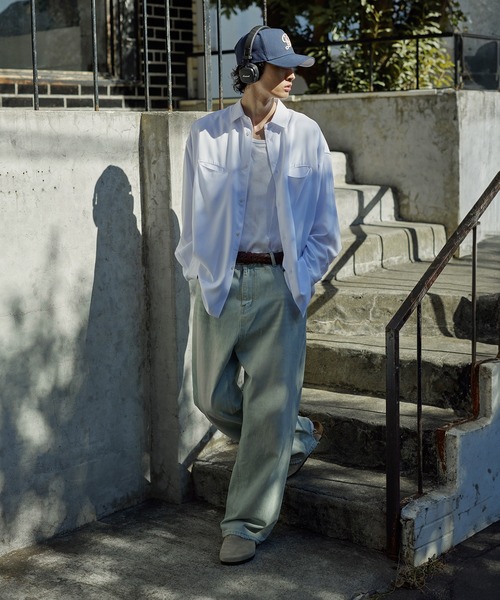 Bleme（ブレム）の「リラクシー スラッシュポケット レギュラーカラーシャツ（シャツ/ブラウス・メンズ・ホワイト/ブルー/ストライプ・M/S/XL/L）」の15枚目の写真