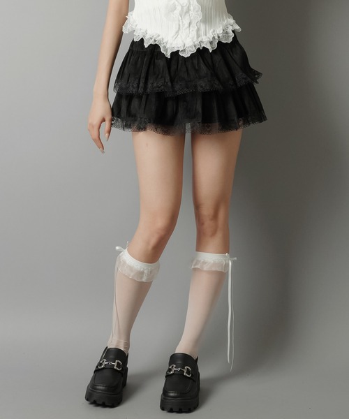 さなぴーページです SPINNS スカート レースティアードミニスカート/スカパン