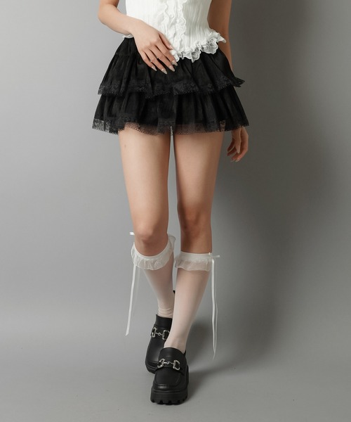 SPINNS（スピンズ）の「ふわっと広がるフリルで主役感♪重ねて可愛い万能スカパン（スカート・レディース・ホワイト/ブラック/アイボリー・ONESIZE）」の21枚目の写真