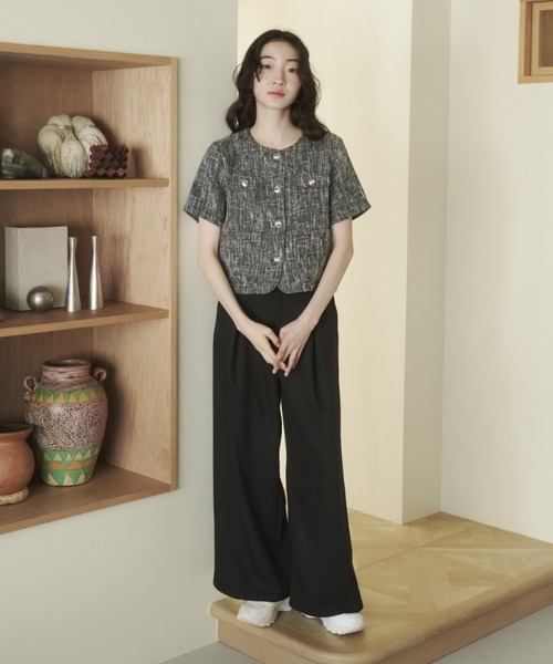 Rene ツイード 半袖ジャケット 36 トップス Rene ツイード 半袖ジャケット 36 トップス - メルカリ