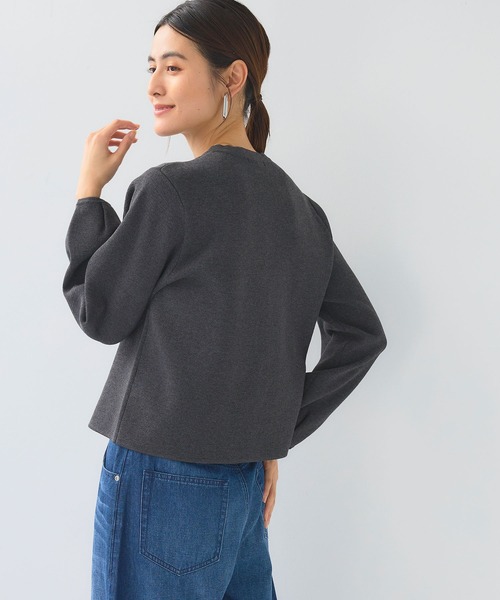CROSS FUNCTION（クロスファンクション）の「《洗える》サマ美え 袖タッククルーネックニットジャケット【CF/クロスファンクション（ニット/セーター・レディース・チャコールグレー/ネイビー・M/LL/L）」の5枚目の写真